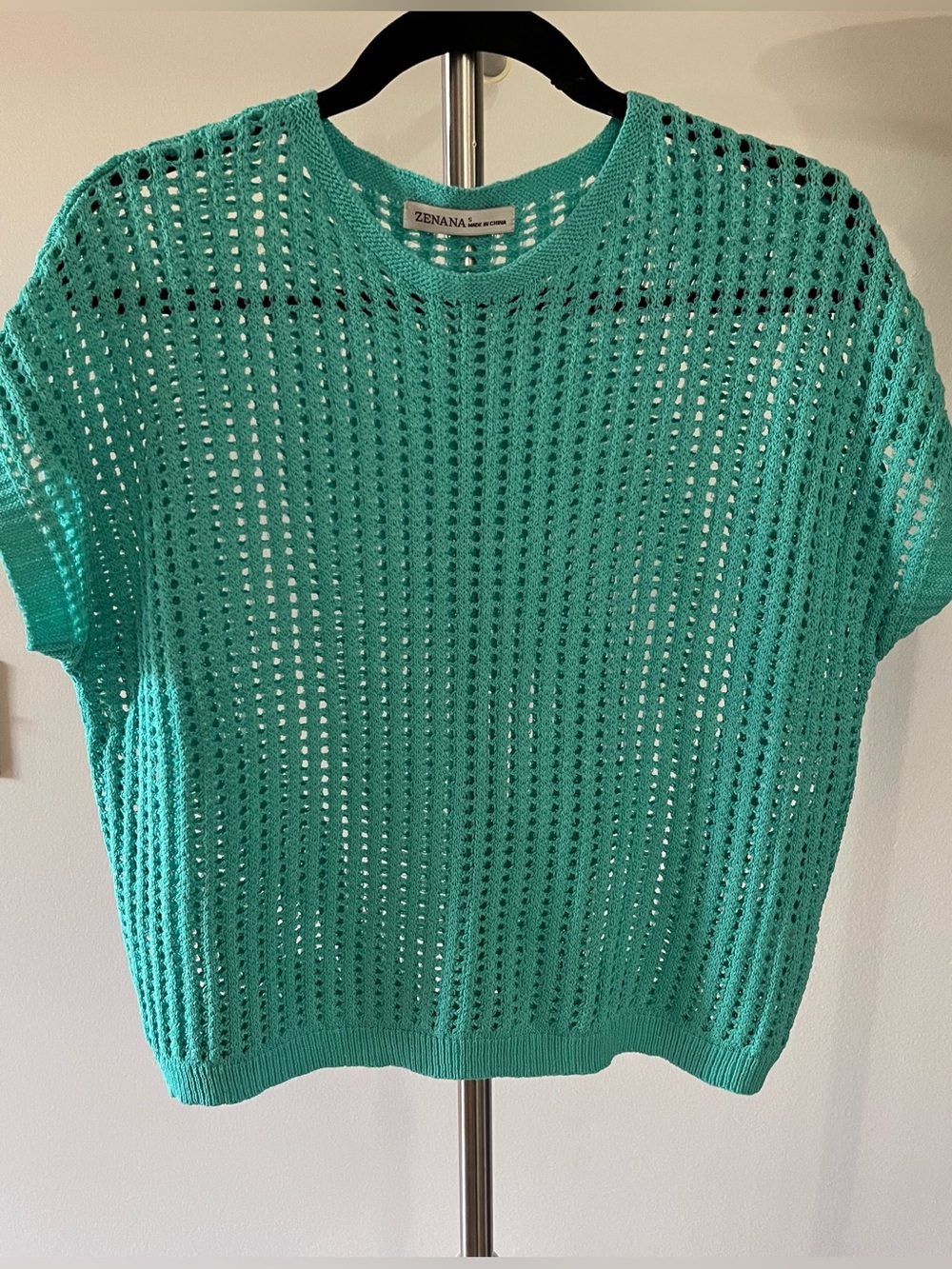 Zenana Turquoise Open Weave short sleeve summer sweater.  Size Small NWOT - Picture 7 of 12